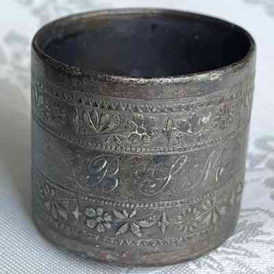 Silver plated napkin ring of Bertha May, c. 1890s
