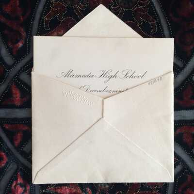Envelope with invitation to graduation dance, Dec 21, 1899