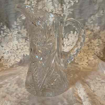 Clear cut-glass water pitcher of the McDonald family, c. 1900