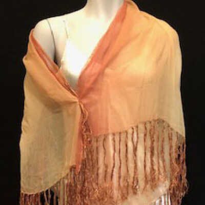 Silk chiffon scarf in graduated colors from terracotta to ecru, c. 1920s