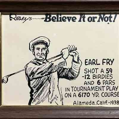 Caricature of Earl Fry, from Ripley's Believe it or not, 1938