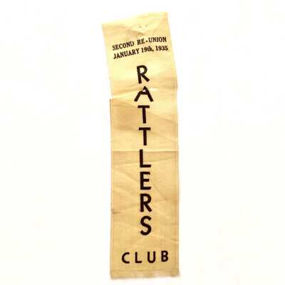 Ribbon for 2nd reunion Rattlers Club, 1935