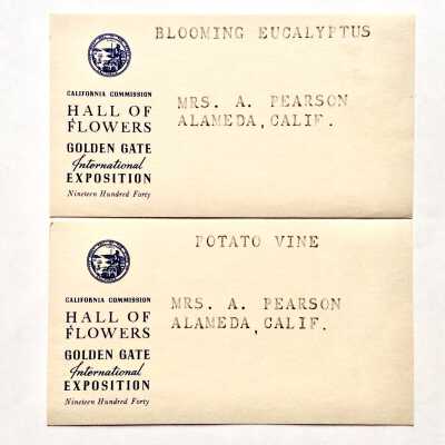 Plant annotation cards from Golden Gate International Exposition, 1939-1940