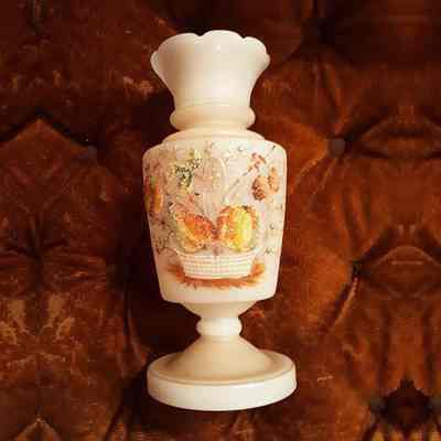 Vase with hand-painted enameling and glass beads, 1890s
