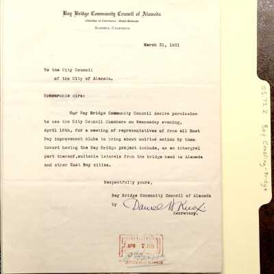 Letters from the San Francisco-Oakland Bay Bridge Advisory Committee, 1931