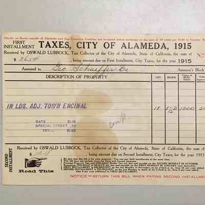 Receipt for payment of taxes by George Schaeffer, 1915