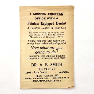 Advertisement for Dr. A. B. Smith, DDS, early 1900s