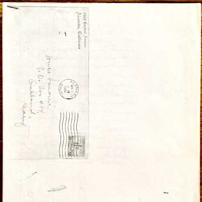 Letter from Mrs. Kraemer about family home in Alameda, 1934