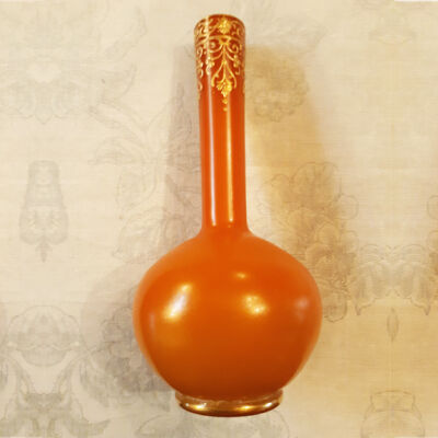 Vase with orange rinse and gold enameling, 1890s