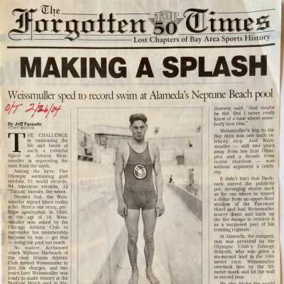 Clipping of article about Johnny Weismuller and Neptune Beach, 2004