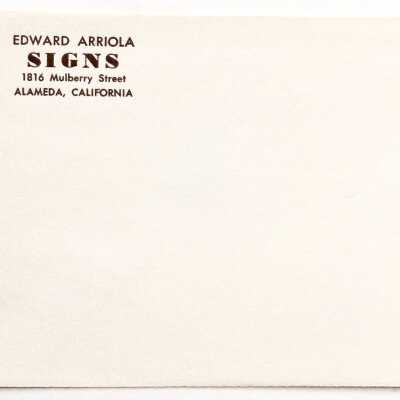Stationery from Edward Arriola Signs, pre 1967
