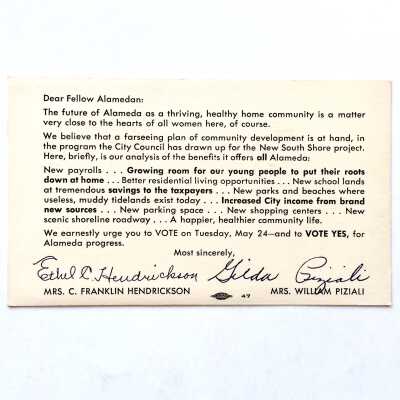 Campaign postcard Southshore Fill-in, 1955