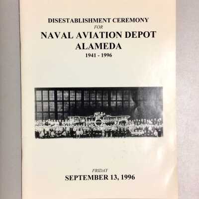 Program for dis-establishment ceremony, Naval Aviation Depot, 1941-1996