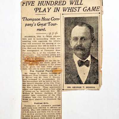 Newspaper Clipping re a Whist Party held by the Thompson Hose Company, 1904