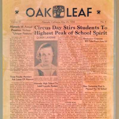 Alameda High School Newsletter 'Oak Leaf' of May 25, 1934