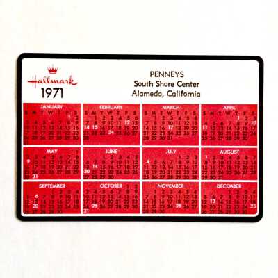 Penneys, South Shore Center, promotional calendar, 1971