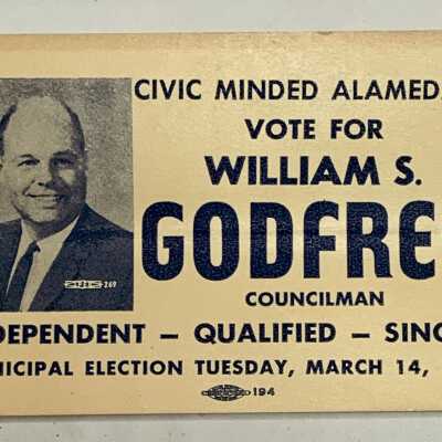 Political calling cards of William S. Godfrey, 1961