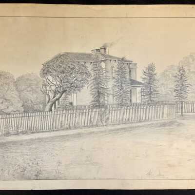Pencil Sketch I. N. Dawson, Deas Residence, 1729 San Antonio, Ca. 1880