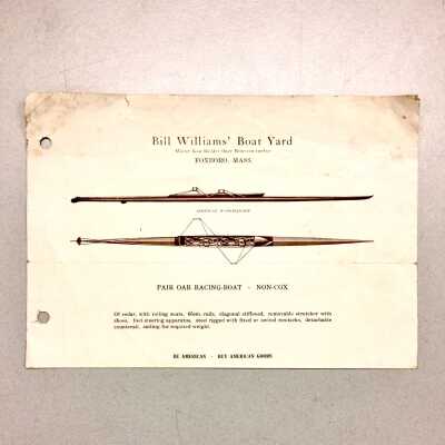 Advertisement for builder of Oar racing boats in Massachusetts.