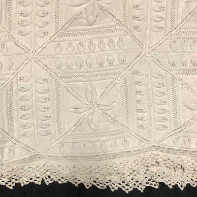 Off-white bedspread hand crocheted by Battistina Musso for her trousseau, c. 1891