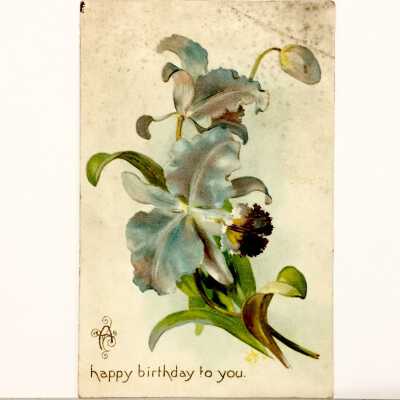 Birthday Card with Orchids, early 1900s