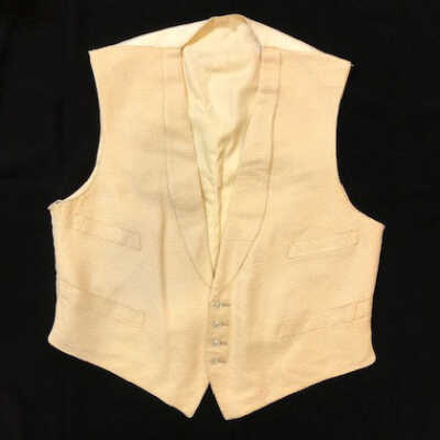 Vest with embroidered champagne satin front and polished cotton back