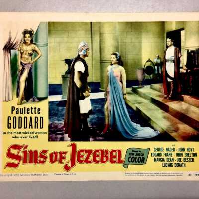 Lobby card for movie 'Sins of Jezebel', 1953
