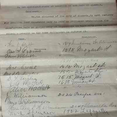 Petition for ordinance prohibiting sale of cigarettes, c.1890-1900
