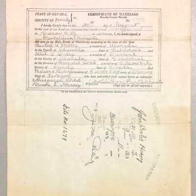 Marriage certificate of Gustaf A. Ekberg and Ethel E. Oberg, 1937