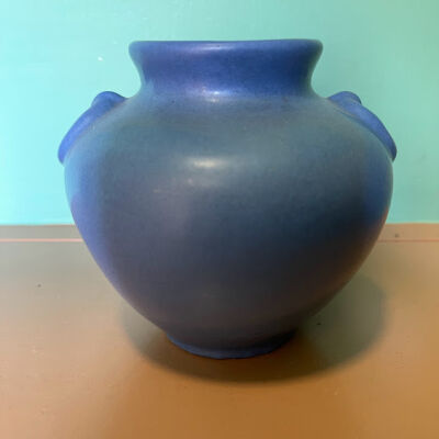 Arts and Crafts pottery vase with blue glaze, c. 1920s-1930s