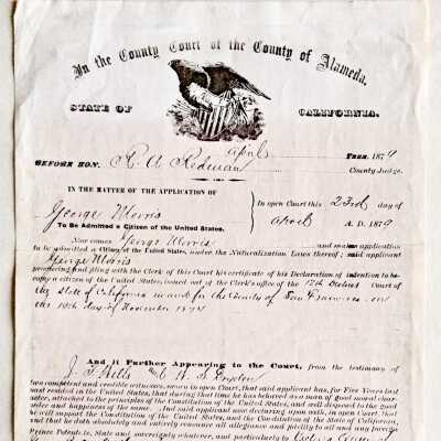 Citizenship Papers of George Morris, 1879
