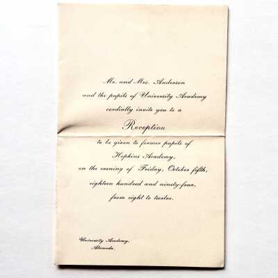 Invitation to a reception held at Anderson's Academy, 1894