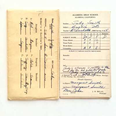 High School Report Cards for Judy Smith, Spring 1955