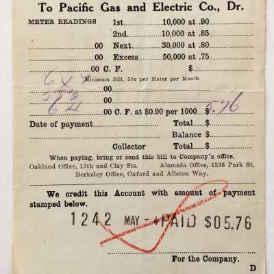 Bill Pacific Gas and Electric Co., 1915