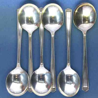 Rogers Bros. silver plated soup spoons, c. 1920s-early 1930s