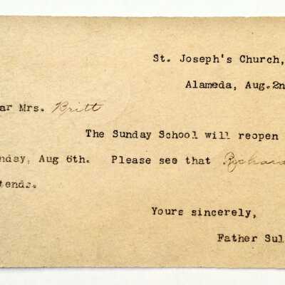 Postcard of St Joseph's, 1893