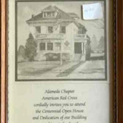 Framed invitation to Centennial Open House and Dedication, Red Cross, 1981