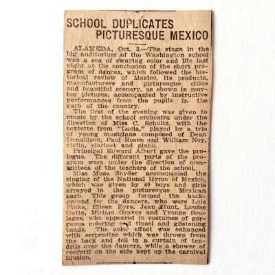 Clipping 'School Duplicating Picturesque Mexico', prior 1971