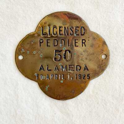 Brass Peddler's License Tag #50, 1925
