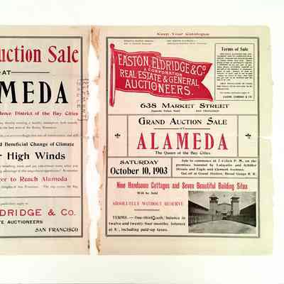 Real Estate Flyer for auction of cottages and lots on Schiller and Lafayette, 1903