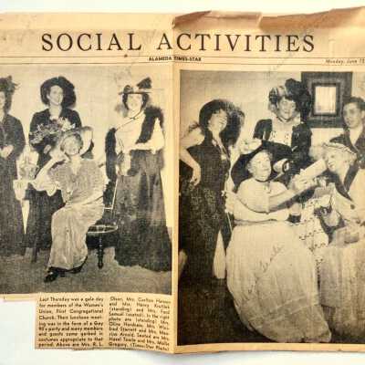 Newspaper clipping about a fashion show held by the Women's Union, 1950