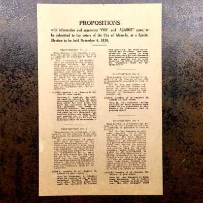 History pamphlet about propositions for Election of November 4, 1930