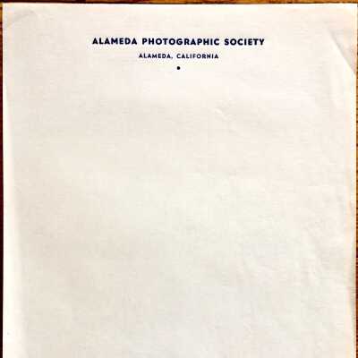 Sample of stationery of the Alameda Photographic Society