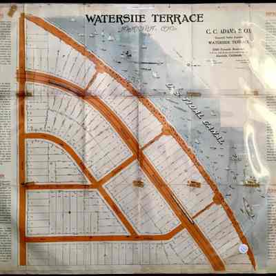 Folded subdivision map of Waterside Terrace, 1913