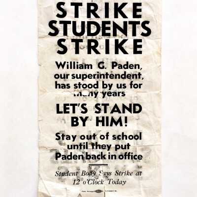 Flyer calling for Alameda High School student strike, 1935 or 1936