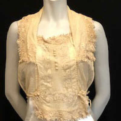 Bodice of cream netting with lace and crochet lace trim, c. 1917-1920