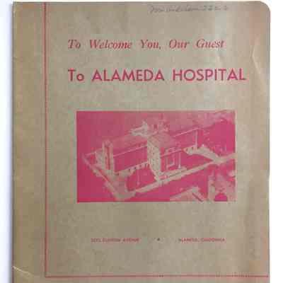 Paper presentation folder, Alameda Hospital, c. 1930s