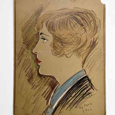 Crayon Sketch of Kathleen Elizabeth HAslett, by Pape, 1925