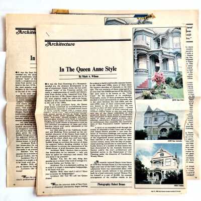 Clippings about Alameda homes 'In the Queen Anne Style', by Mark A. Wilson, 1980