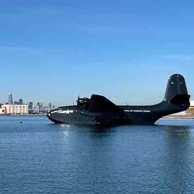 Philippine Mars at rest in the Seaplane Lagoon, February 10, 2025: The Philipine Mars rested overnight en route to the Air and Space Museum in Pima, AZ